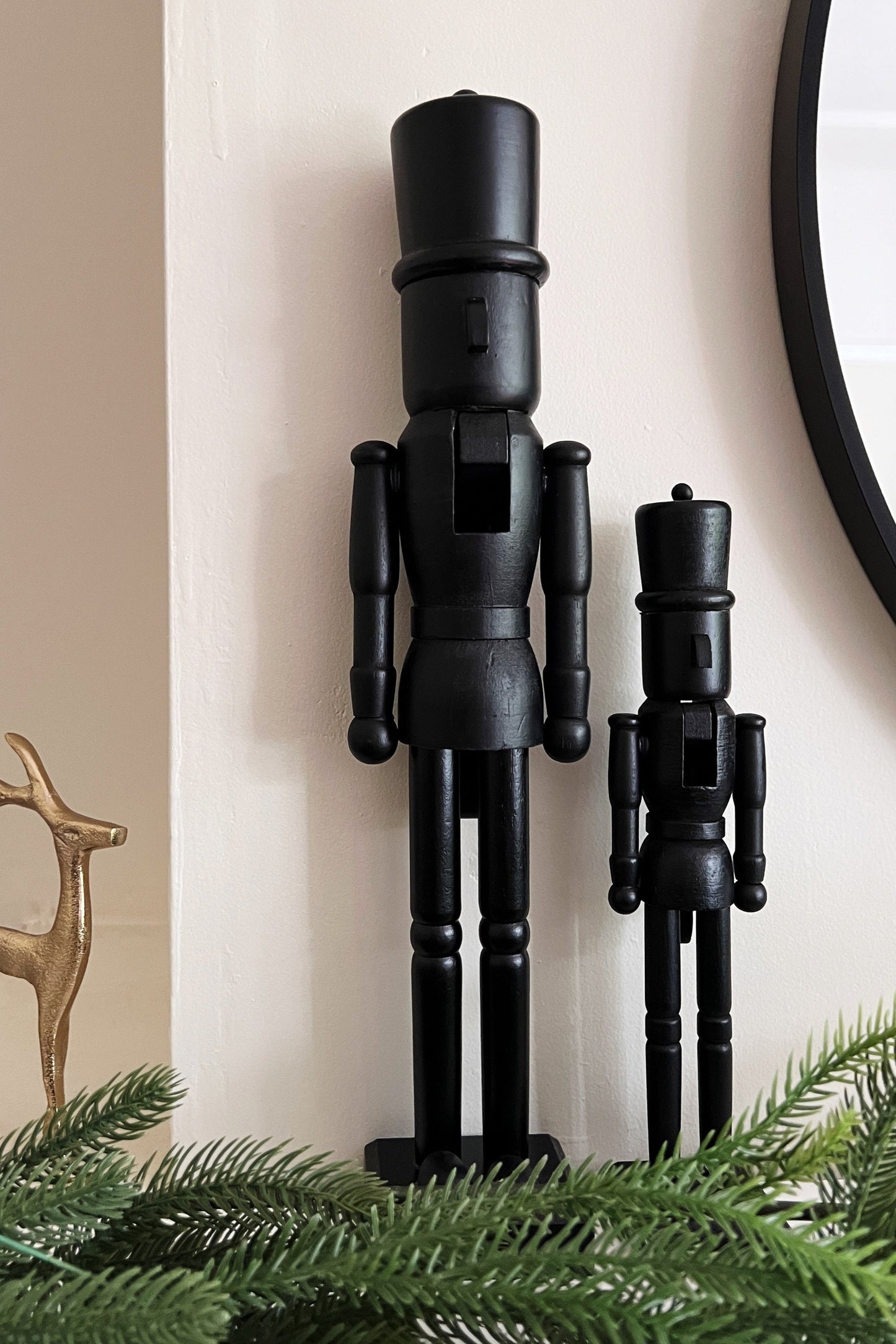 Matt Black Wooden Nutcrackers - 38cm & 25cm | Eco-Friendly FSC Approved Christmas Decorations